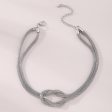 Silver-Plated Knot Layered Snake Chain Necklace Online now