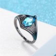 Sea Blue Crystal Black-Tone Marquise Web Ring Sale