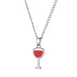 Red Enamel & Silver-Plated Wine Cup Pendant Necklace Online now