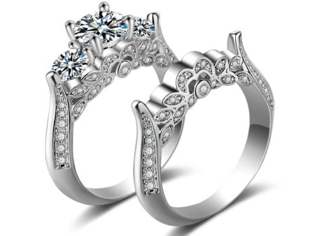 Crystal & Cubic Zirconia Silver-Plated Botanical Ring Set Online