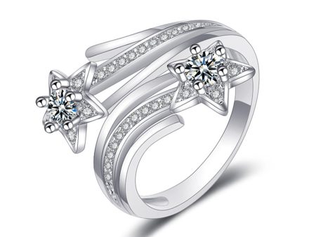 Crystal & Cubic Zirconia Star Bypass Ring Fashion