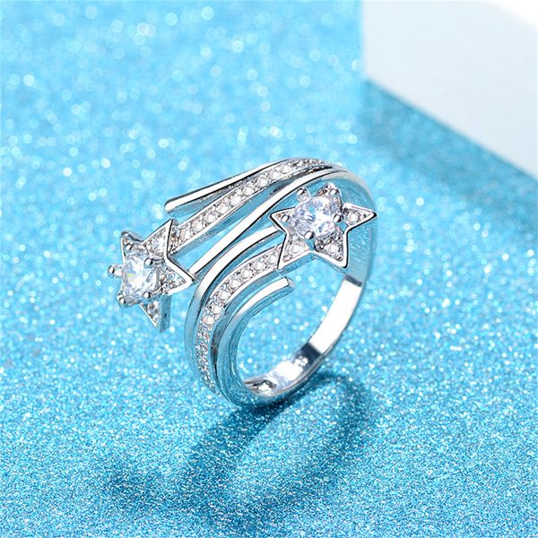 Crystal & Cubic Zirconia Star Bypass Ring Fashion