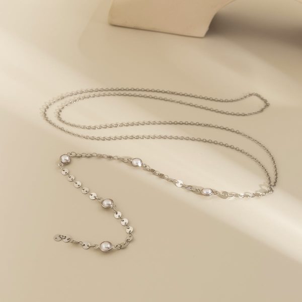 Pearl & Silver-Plated Sequin Drop Lariat Necklace For Discount