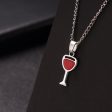 Red Enamel & Silver-Plated Wine Cup Pendant Necklace Online now