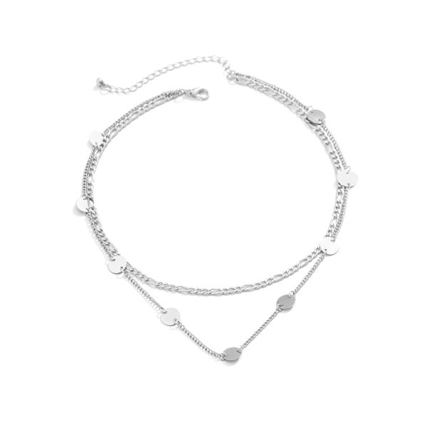 Silver-Plated Disc Layered Necklace Online