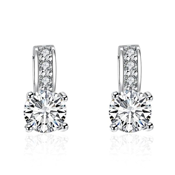 Cubic Zirconia & Silver-Plated Square Drop Earrings Fashion