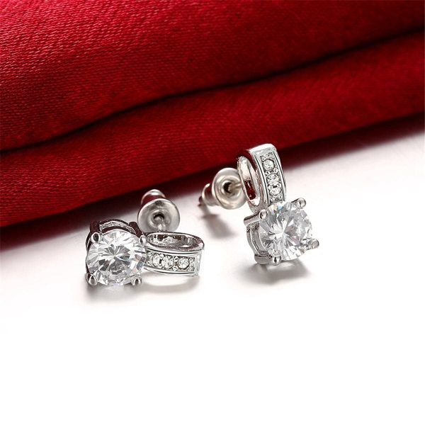 Cubic Zirconia & Silver-Plated Square Drop Earrings Fashion