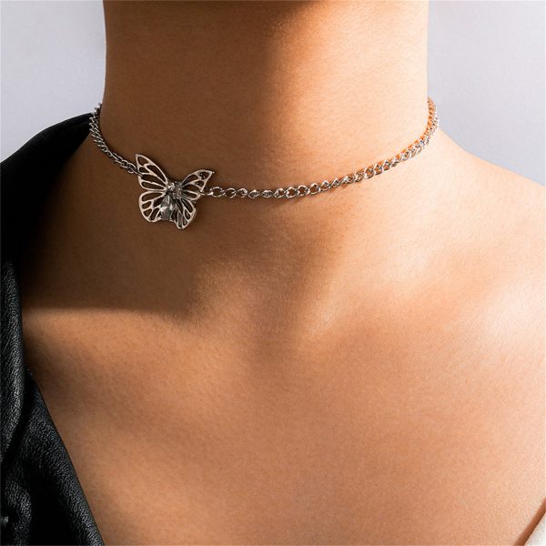 Cubic Zirconia & Silver-Plated Butterfly Choker Online Hot Sale