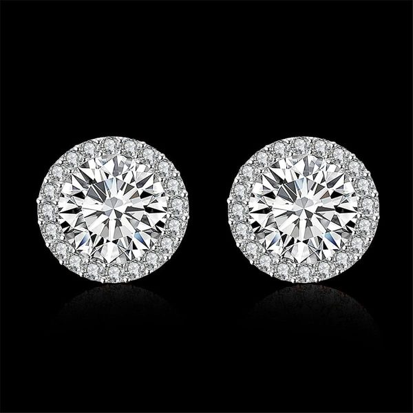 Cubic Zirconia & Crystal Silver-Plated Stud Earrings Supply