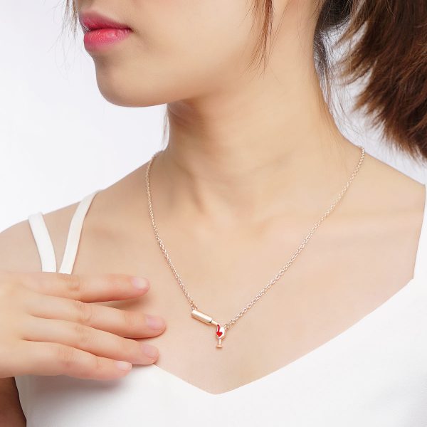 Red Enamel & 18K Rose Gold-Plated Wine Pendant Necklace Discount