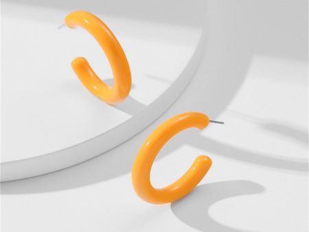 Yellow Resin & Silver-Plated C-Shape Hoop Earrings Sale