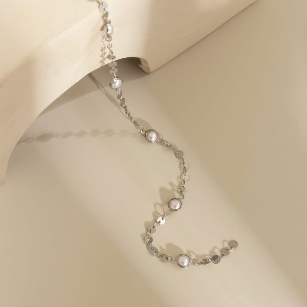 Pearl & Silver-Plated Sequin Drop Lariat Necklace For Discount