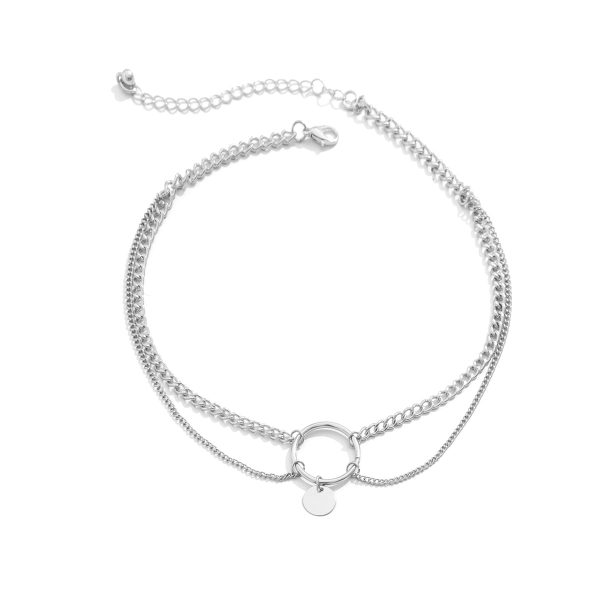 Silver-Plated Circle Layered Choker Necklace Cheap