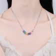 Multicolor Enamel & Silver-Plated Clasp Pendant Necklace For Sale