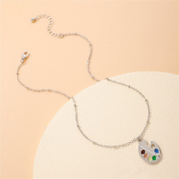 Silver-Plated Multicolor Paint Palette Pendant Necklace Online now