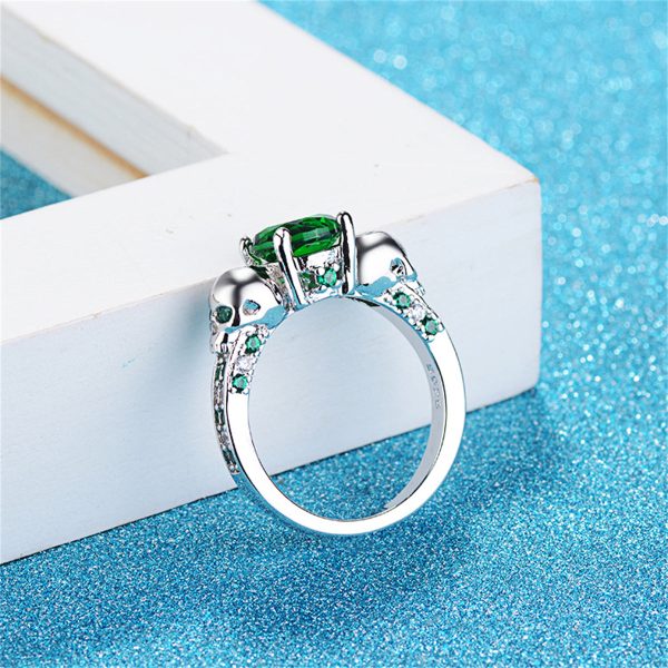 Green Crystal & Cubic Zirconia Skull-Accent Ring Online now