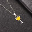 Yellow Enamel & Silver-Plated Wine Cup Pendant Necklace Supply