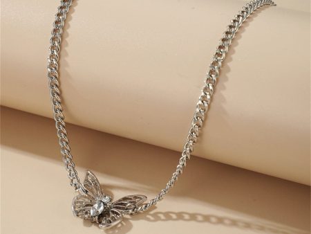 Cubic Zirconia & Silver-Plated Butterfly Choker Online Hot Sale