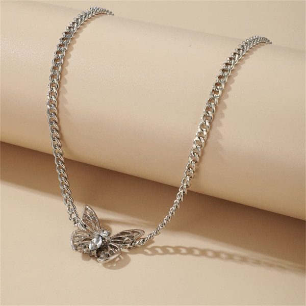 Cubic Zirconia & Silver-Plated Butterfly Choker Online Hot Sale