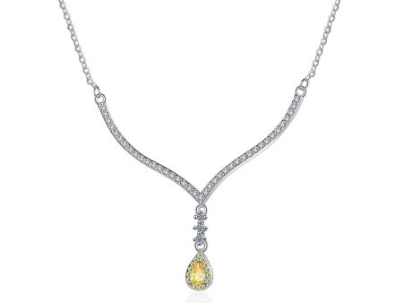 Yellow Crystal & Cubic Zirconia Antler Drop Pendant Necklace Online Sale