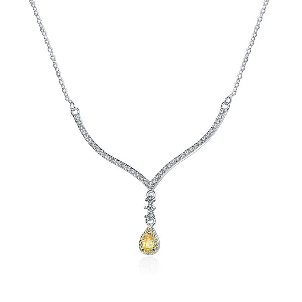 Yellow Crystal & Cubic Zirconia Antler Drop Pendant Necklace Online Sale