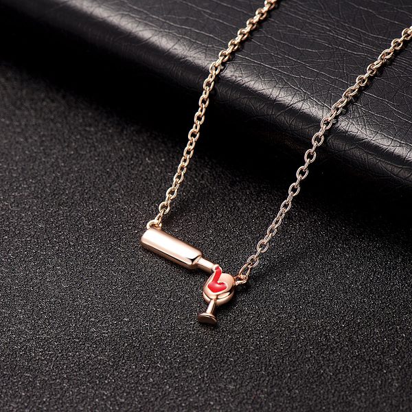 Red Enamel & 18K Rose Gold-Plated Wine Pendant Necklace Discount