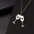 Silver-Plated Double Wine Cup Pendant Necklace For Sale