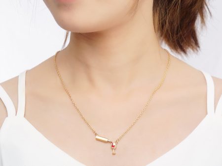 Red Enamel & 18K Gold-Plated Wine Pendant Necklace For Discount