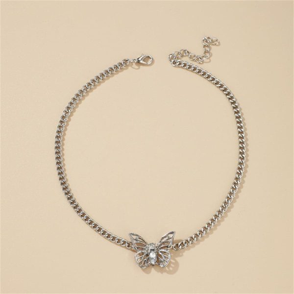 Cubic Zirconia & Silver-Plated Butterfly Choker Online Hot Sale