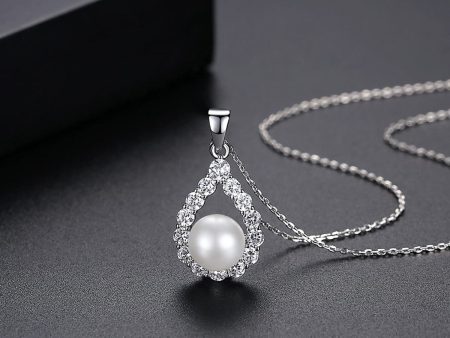 Pearl & Cubic Zirconia Silver-Plated Teardrop Pendant Necklace Online Sale