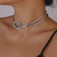 Silver-Plated Knot Layered Snake Chain Necklace Online now