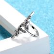 Cubic Zirconia & Silver-Plated Leaves Bypass Ring on Sale