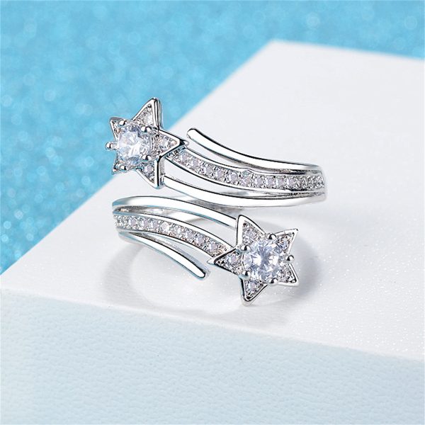 Crystal & Cubic Zirconia Star Bypass Ring Fashion