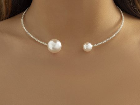 Pearl & Cubic Zirconia Silver-Plated Choker on Sale