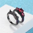 Red Crystal & Cubic Zirconia Botanical Ring Set For Cheap