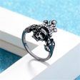 Cubic Zirconia & Black-Tone Crown Skull Ring Hot on Sale