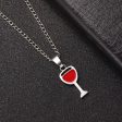 Red Enamel & Silver-Plated Wine Cup Pendant Necklace Online now