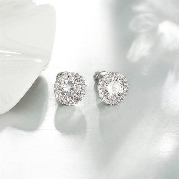 Cubic Zirconia & Crystal Silver-Plated Stud Earrings Supply