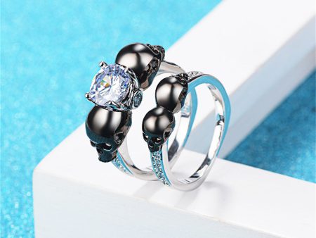 Crystal & Cubic Zirconia Two-Tone Skull Ring Set Online