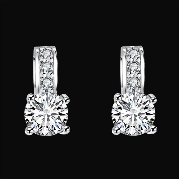 Cubic Zirconia & Silver-Plated Square Drop Earrings Fashion