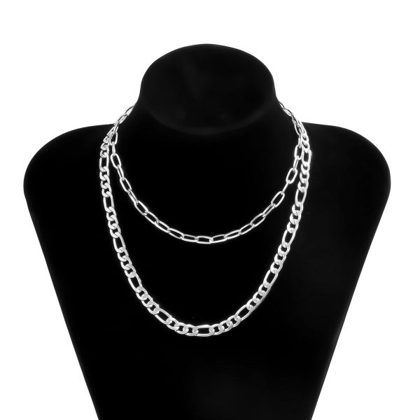 Silver-Plated Figaro Layered Necklace Online