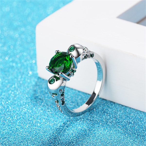 Green Crystal & Cubic Zirconia Skull-Accent Ring Online now