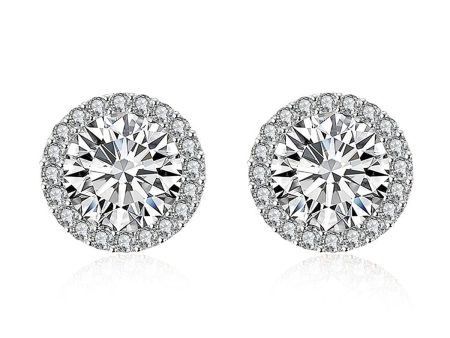 Cubic Zirconia & Crystal Silver-Plated Stud Earrings Supply