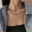 Silver-Plated Figaro Layered Necklace Online