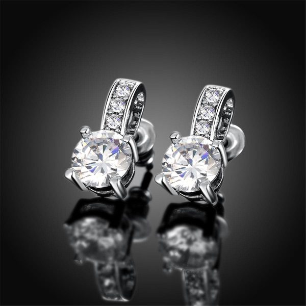 Cubic Zirconia & Silver-Plated Square Drop Earrings Fashion