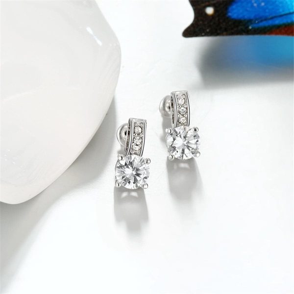 Cubic Zirconia & Silver-Plated Square Drop Earrings Fashion