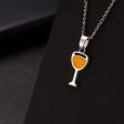 Yellow Enamel & Silver-Plated Wine Cup Pendant Necklace Supply