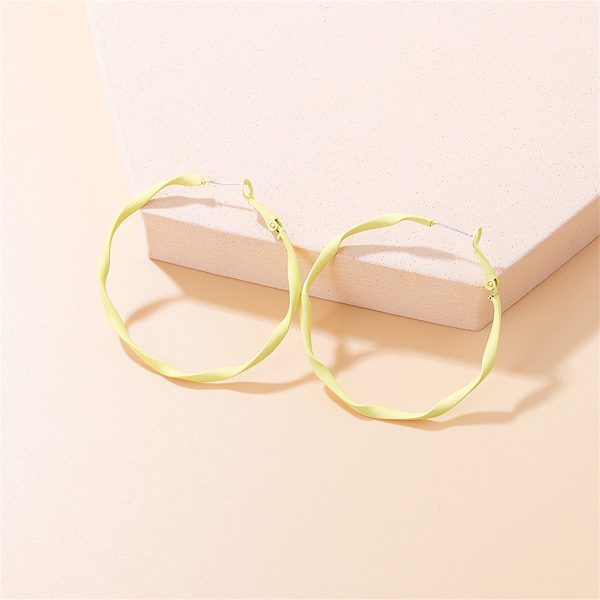 Yellow Enamel & Silver-Plated Twisted Hoop Earrings Fashion