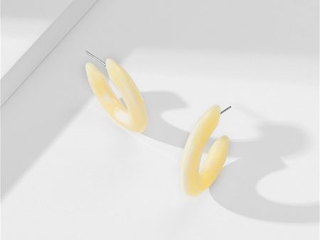 Yellow Resin & Silver-Plated Hoop Earrings Fashion