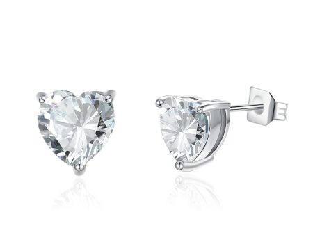 Crystal & Silver-Plated Heart Stud Earrings Online